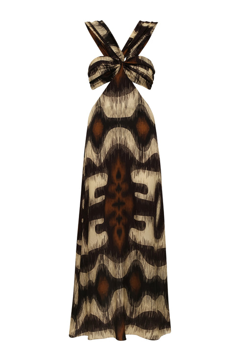 Santo Tomás Martellato Silk Dress / Brown Ikat